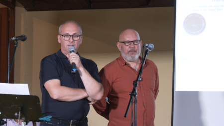 Avtor knjige Ivan Simčič in voditelj prireditve Igor Štemberger (1)